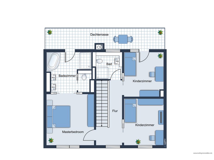 Grundrissskizze der 2. Ebene der Wohnung - nicht maßstabsgetreu - Möblierung dient lediglich zur Veranschaulichung und ist nicht Bestandteil der Wohnung