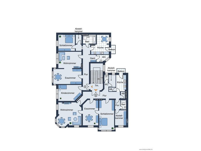 Grundrissskizze des 1. Obergeschosses - nicht maßstabsgetreu - Möblierung dient lediglich zur Veranschaulichung und ist nicht Bestandteil des Hauses