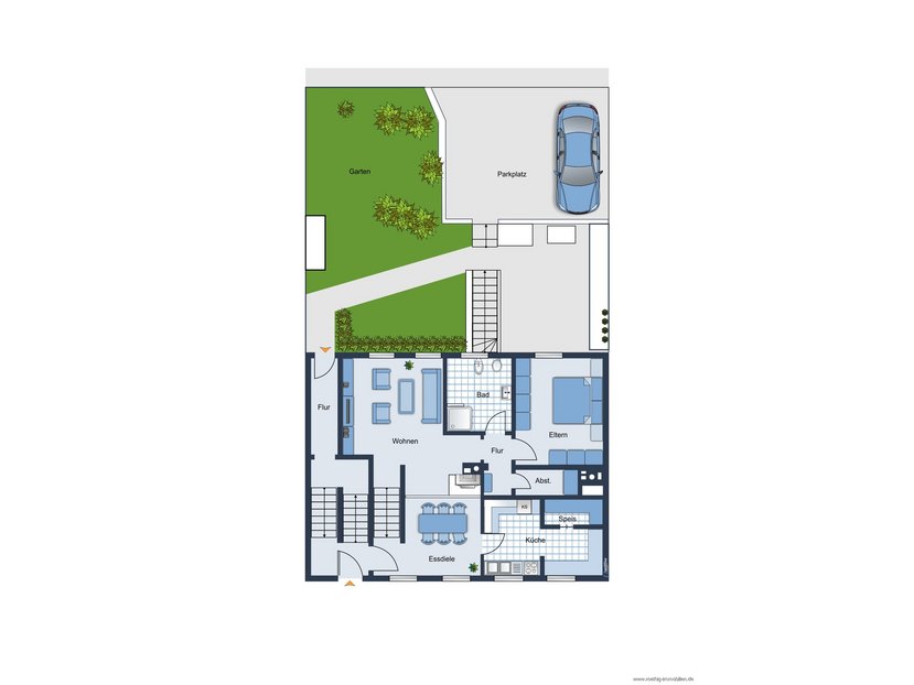 Grundrissskizze EG - nicht maßstabsgetreu - Möblierung dient lediglich zur Veranschaulichung und ist nicht Bestandteil des Hauses