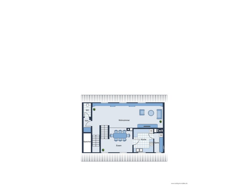 Grundrissskizze OG/DG - nicht maßstabsgetreu - Möblierung dient lediglich zur Veranschaulichung und ist nicht Bestandteil des Hauses