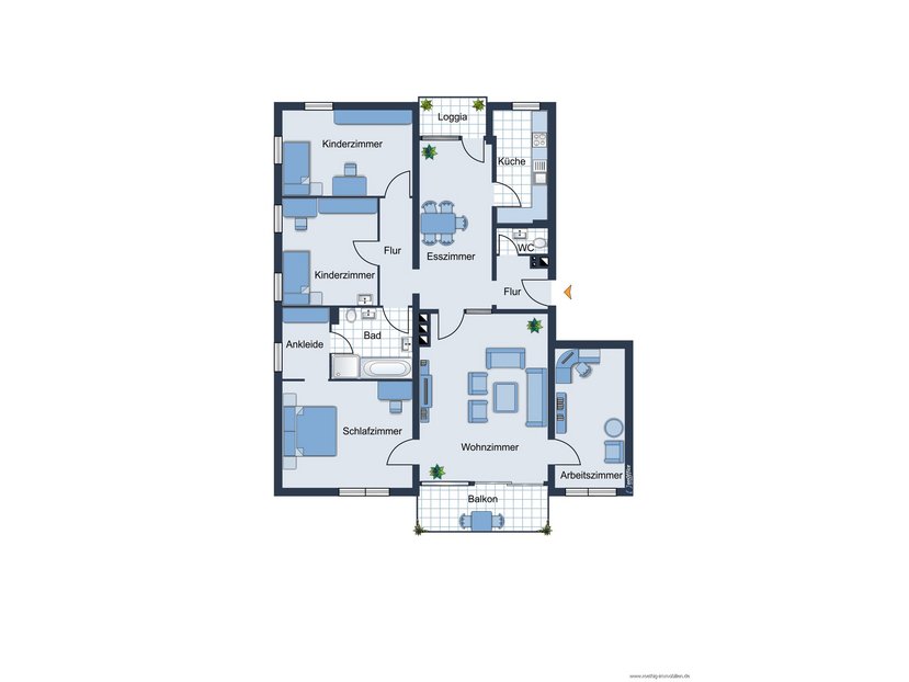 Grundriss der Wohnung - nicht maßstabsgetreu - Möbilierung dient lediglich zur Veranschaulichung und ist nicht Bestandteil der Wohnung