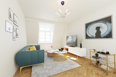 Bestlage Schwabing! 3-Zimmer Dachgeschoss-Altbauwohnung mit Balkon u. Wohnküche zum ruhigen Innenhof.