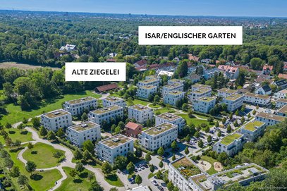 Bogenhausen - Alte Ziegelei. Großzügige, helle 2-Zimmer Wohnung im 3. OG mit Süd-Balkon, Keller &amp; TG