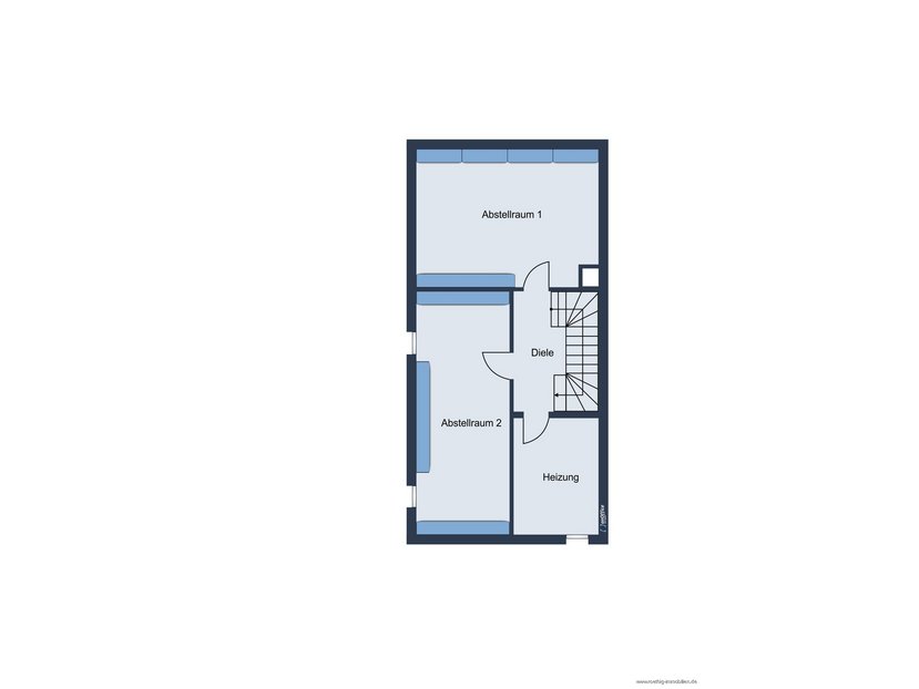 Grundrissskize des Hauses - Untergeschoss - nicht maßstabsgetreu - Möblierung dient lediglich zur Veranschaulichung und ist nicht Bestandteil des Hauses