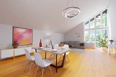 Bogenhausen/Oberföhring - Helle 4-Zi.-DG.-Atelierwhg. mit spektakulärer Raumhöhe, Balkon &amp; Galerie.