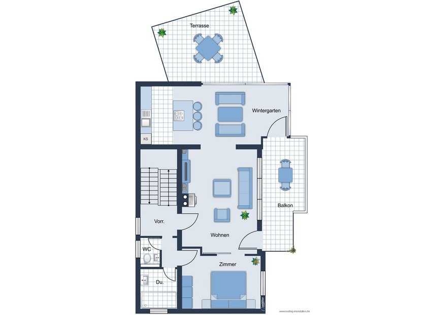 Grundrissskizze des Erdgeschosses - nicht maßstabsgetreu - Möblierung dient lediglich zur Veranschaulichung und ist nicht Bestandteil des Hauses