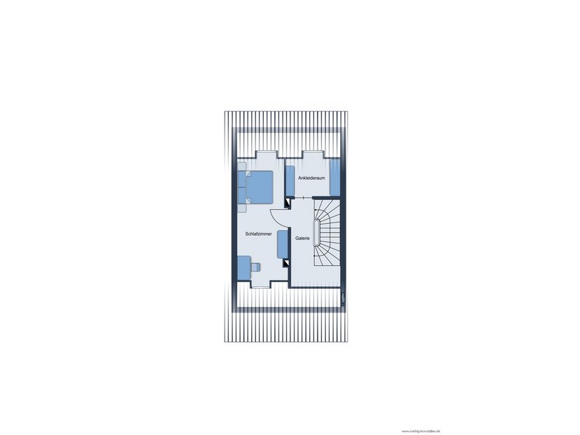 Dachgeschoss - Grundrissskizze des Hauses - nicht maßstabsgetreu - Möblierung dient lediglich zur Veranschaulichung und ist nicht Bestandteil des Hauses