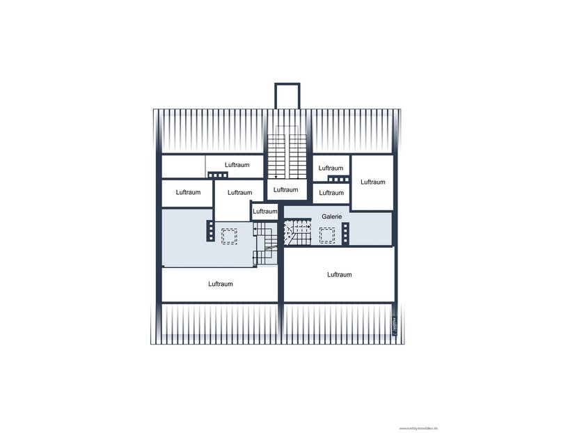 Grundrissskizze des Galeriegeschosses- nicht maßstabsgetreu - Möblierung dient lediglich zur Veranschaulichung und ist nicht Bestandteil des Hauses