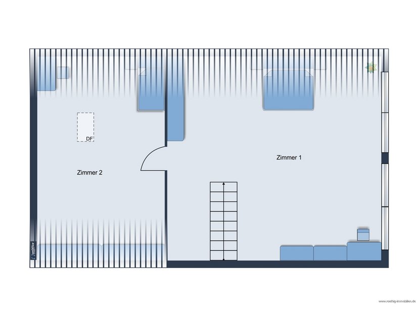 Grundrissskizze des Hauses - Dachspitz - nicht maßstabsgetreu - Möblierung dient lediglich der Veranschaulichung und ist teilweise nicht Bestandteil der Immobilie