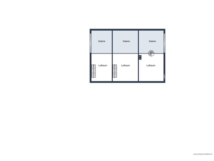 Grundrissskizze Galerie - nicht maßstabsgetreu - Möbilierung dient lediglich zur Veranschaulichung und ist nicht Bestandteil des Hauses