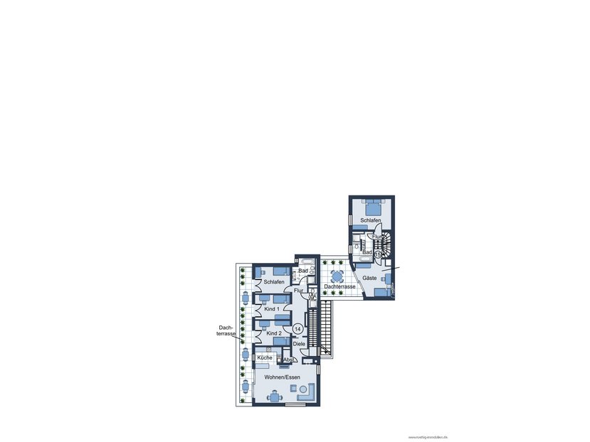 Grundrissskizze 2.OG Rückgebäude