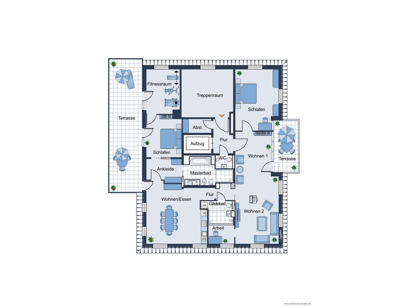 Grundriss der Wohnung - nicht maßstabsgetreu - Möbilierung dient lediglich zur Veranschaulichung und ist nicht Bestandteil der Wohnung