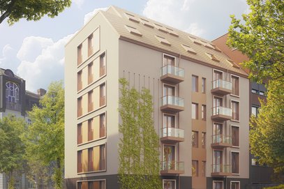 Traumhafter Ausblick aus dem 4. Obergeschoss: 4-Zi.-Stadtresidenz mit 2,7m Deckenhöhe &amp; Liftlanding.