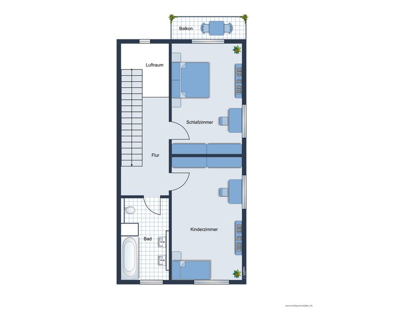 Grundrissskize der Wohnung - 1. Obergeschoss - nicht maßstabsgetreu - Möblierung dient lediglich zur Veranschaulichung und ist nicht Bestandteil der Wohnung