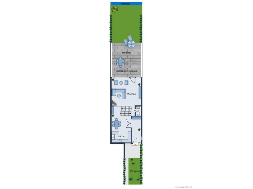 Erdgeschoss - Grundrissskizze des Hauses - nicht maßstabsgetreu - Möblierung dient lediglich zur Veranschaulichung und ist nicht Bestandteil des Hauses
