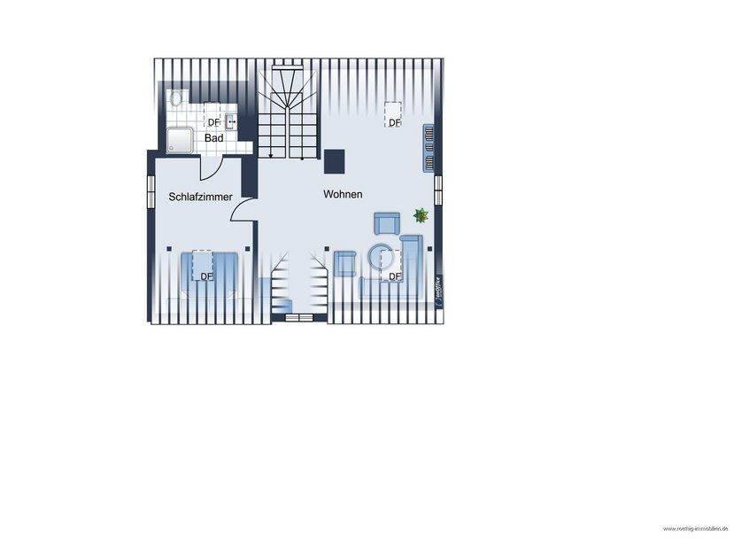 Grundrissskizze des Hauses - Obergeschoss - nicht maßstabsgetreu - Möblierung dient lediglich der Veranschaulichung und ist teilweise nicht Bestandteil der Immobilie