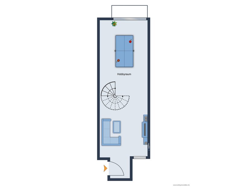 Grundrissskizze der Wohnung im UG - nicht maßstabsgetreu - Möblierung dient lediglich zur Veranschaulichung und ist nicht Bestandteil der Wohnung