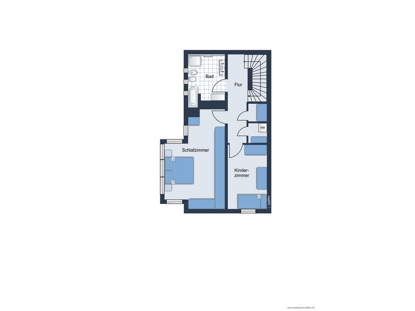 Grundrissskizze der Wohnung im Souterrain - nicht maßstabsgetreu - Möblierung dient lediglich zur Veranschaulichung und ist nicht Bestandteil der Wohnung