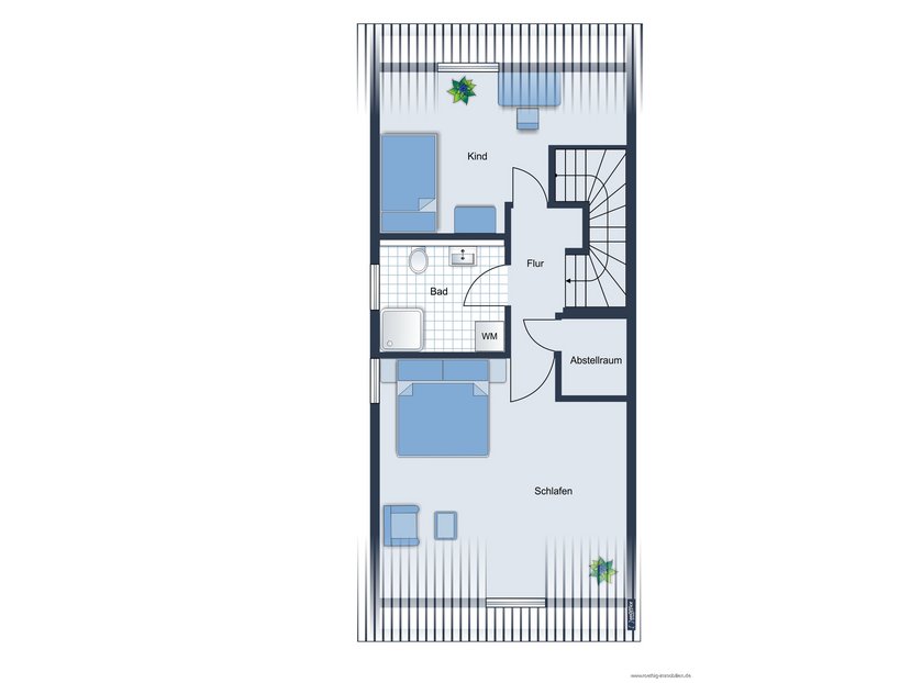 Grundrissskizze Dachgeschoss - nicht maßstabsgetreu - Möblierung dient lediglich zur Veranschaulichung und ist nicht Bestandteil der Wohnung