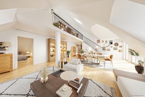 Unikat in der Ludwigsvorstadt-Isarvorstadt. Helle Dachgeschosswohnung mit Galeriebereich, zwei Balkonen &amp; Tiefgarageneinzelstellplatz.