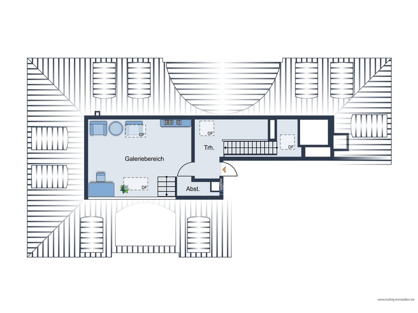Grundrissskizze (Galeriebereich) - nicht maßstabsgetreu - Möbilierung dient lediglich zur Veranschaulichung und ist nicht Bestandteil der Wohnung