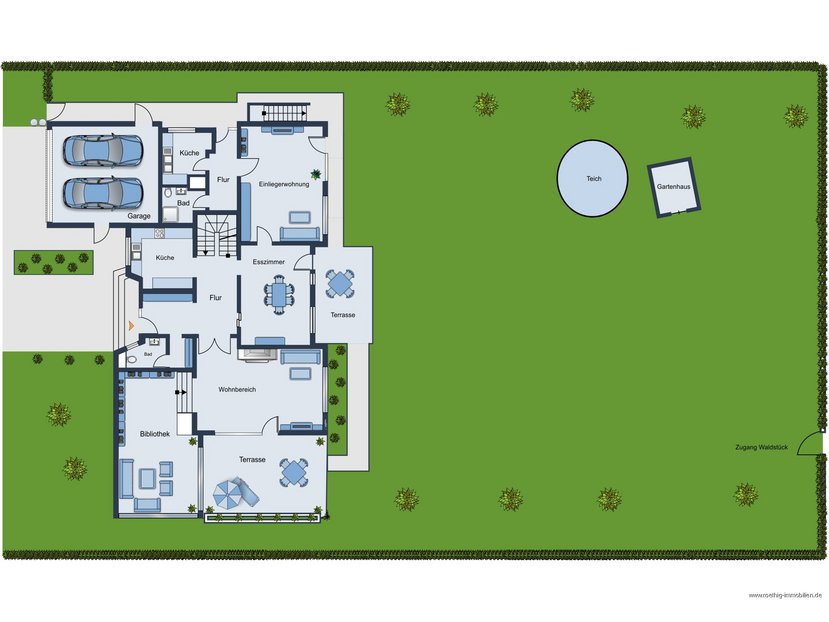 Erdgeschoss - Grundrissskizze des Hauses - nicht maßstabsgetreu - Möblierung dient lediglich zur Veranschaulichung und ist nicht Bestandteil des Hauses